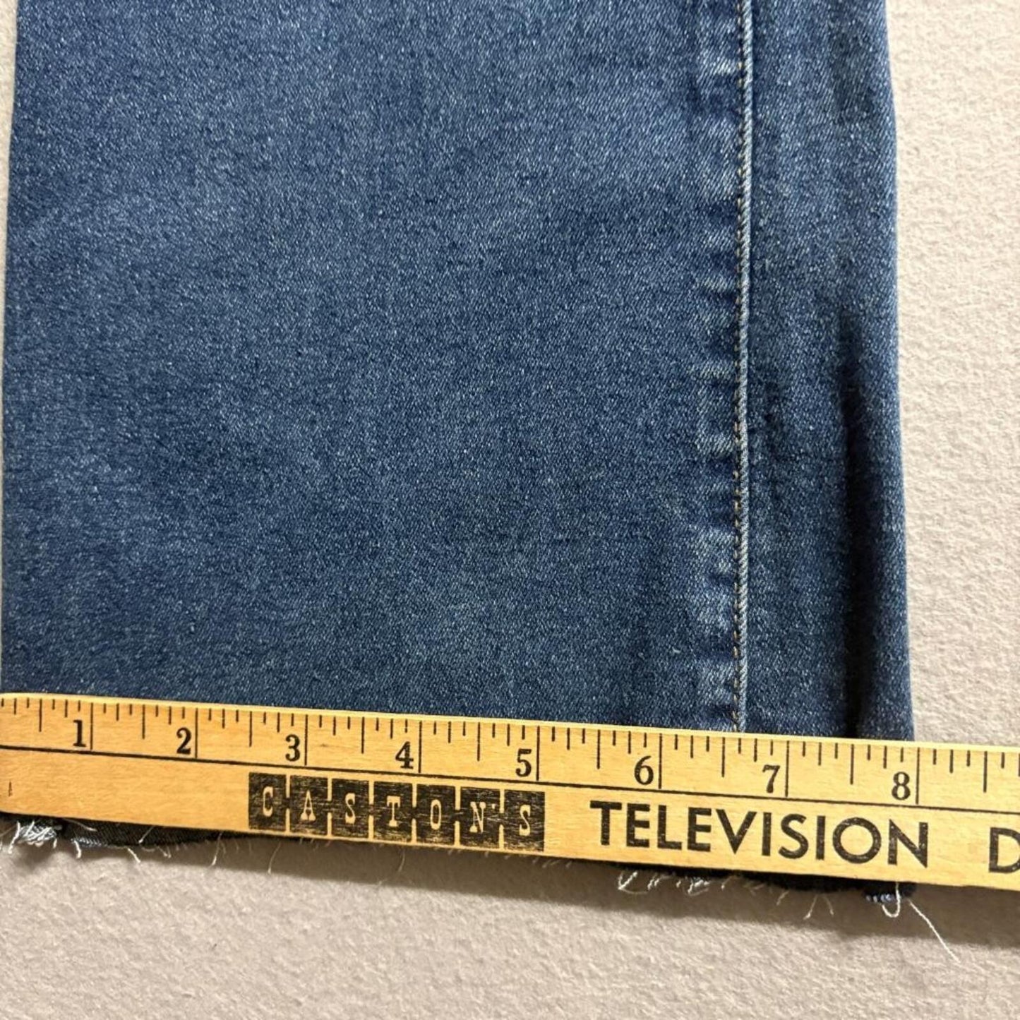 Rise Supply Co Flare Jeans Womens Size 11 Blue Denim Raw Hem Stretch Mid Rise