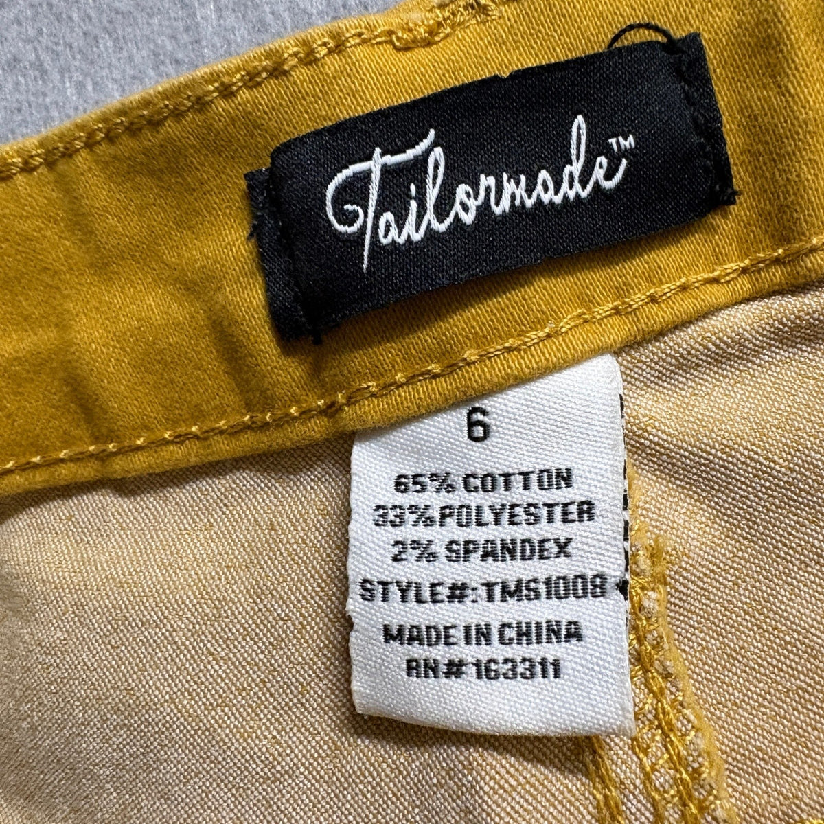 Tailormade Womens Bermuda Shorts Size 6 Mustard Yellow Stretch Denim Bermuda