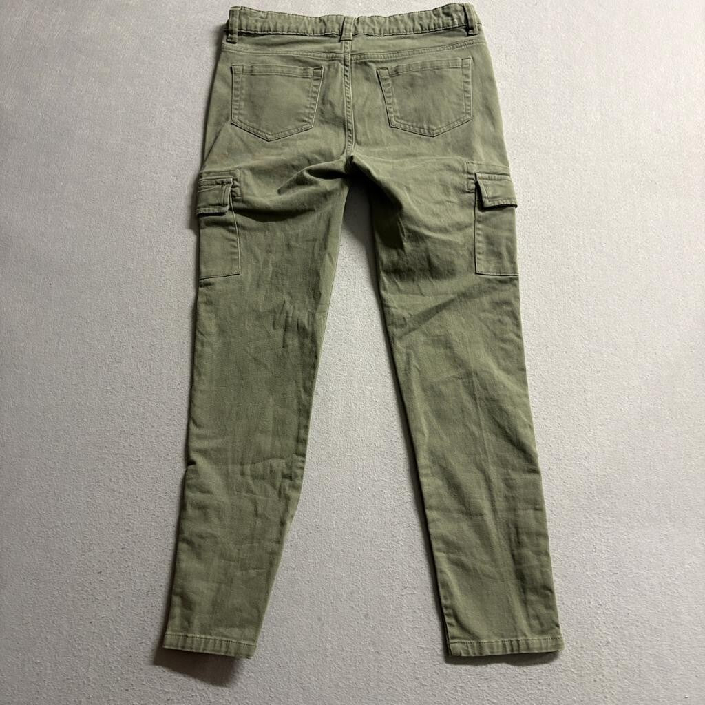 Canyon River Blues Cargo Pants Womens 14 Green Utility Skinny Ankle Zip Stretch