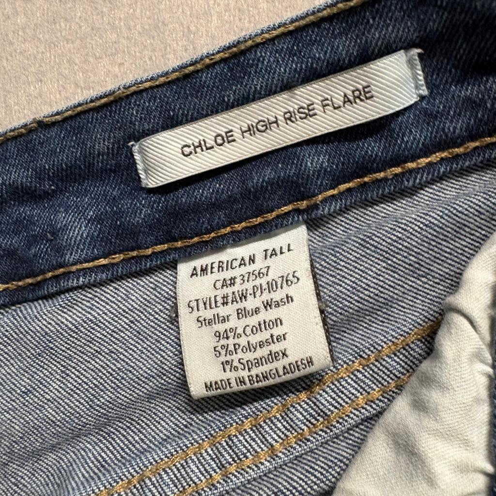 American Tall Chloe High Rise Flare Jeans Womens 27 x 35 Stellar Blue Wash Denim