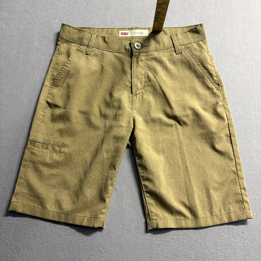 Levis 511 Slim Shorts Boys 18 Reg W29 Green Brown Polyester Blend Casual