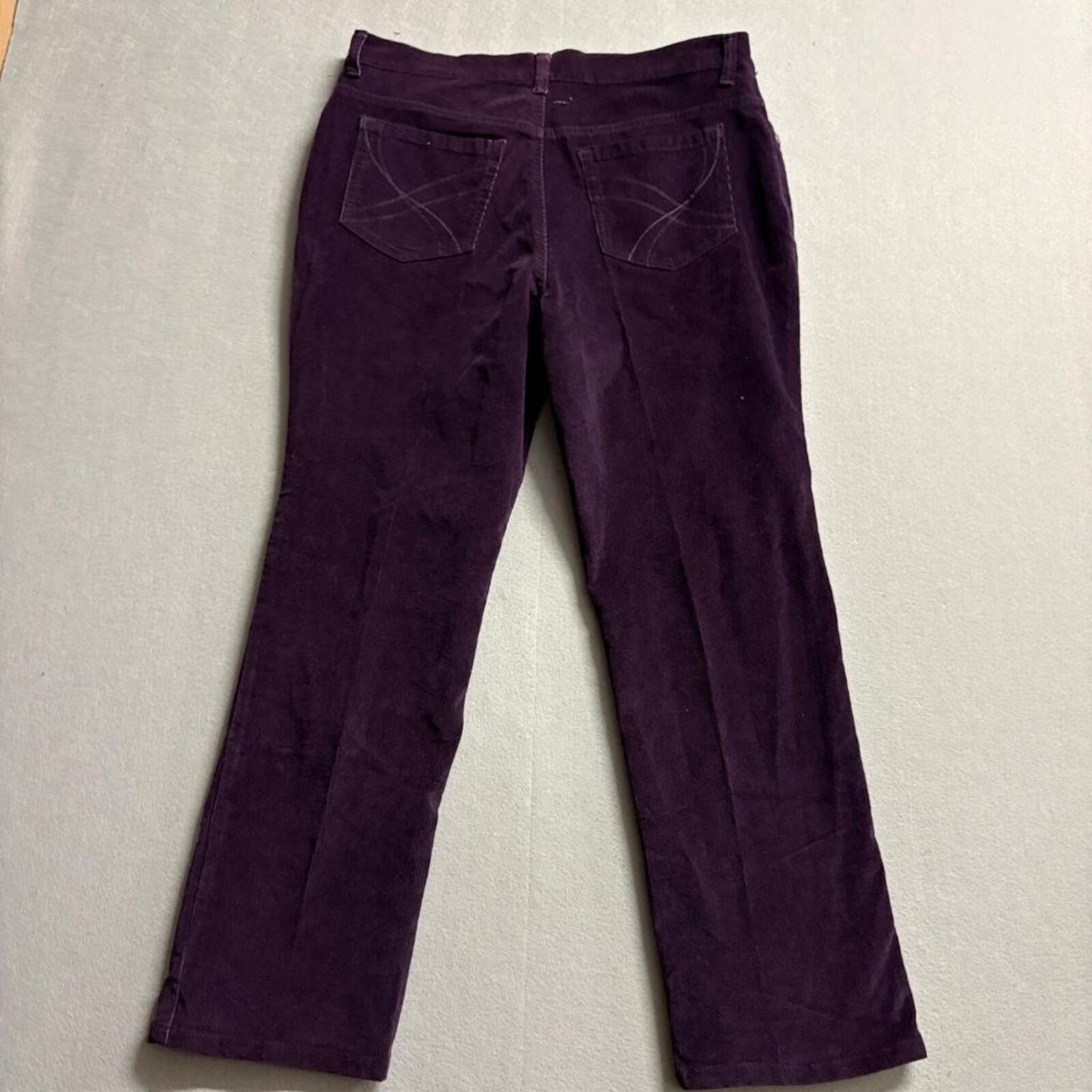 Gloria Vanderbilt Corduroy Pants Womens 12 Short Purple Stretch Straight Leg