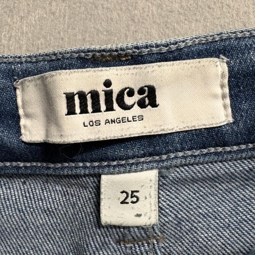 Mica Denim Distressed Straight Leg Jeans Womens Size 25 Blue High Rise Ripped
