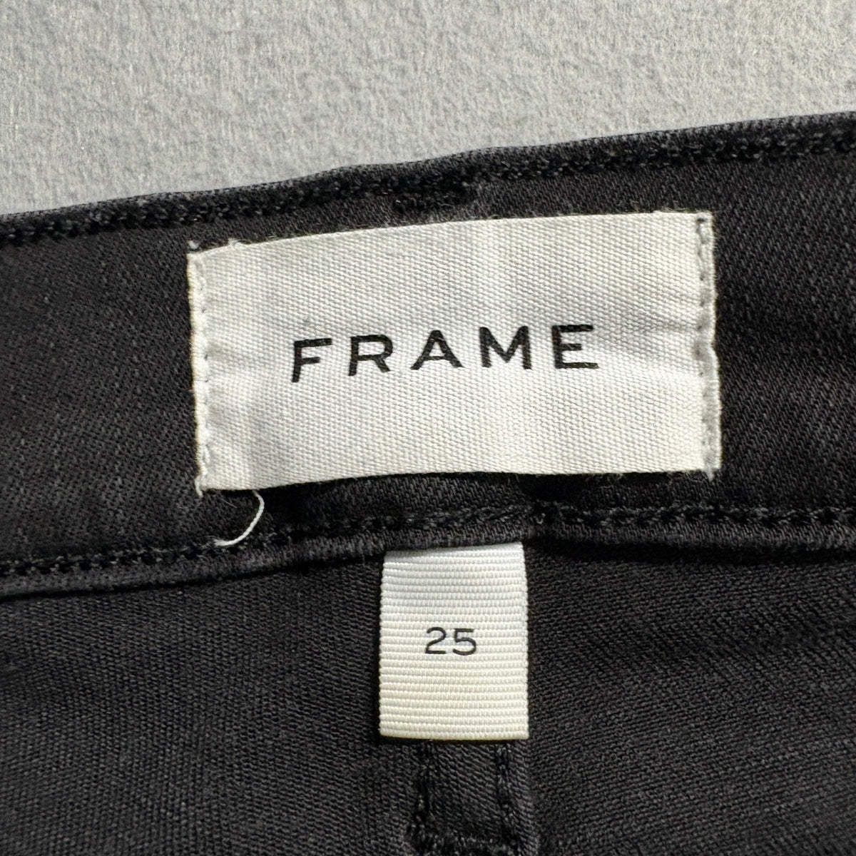 FRAME Le Skinny De Jeanne Jeans Womens 25 Black Raw Raw Hem Ankle Denim Stretch