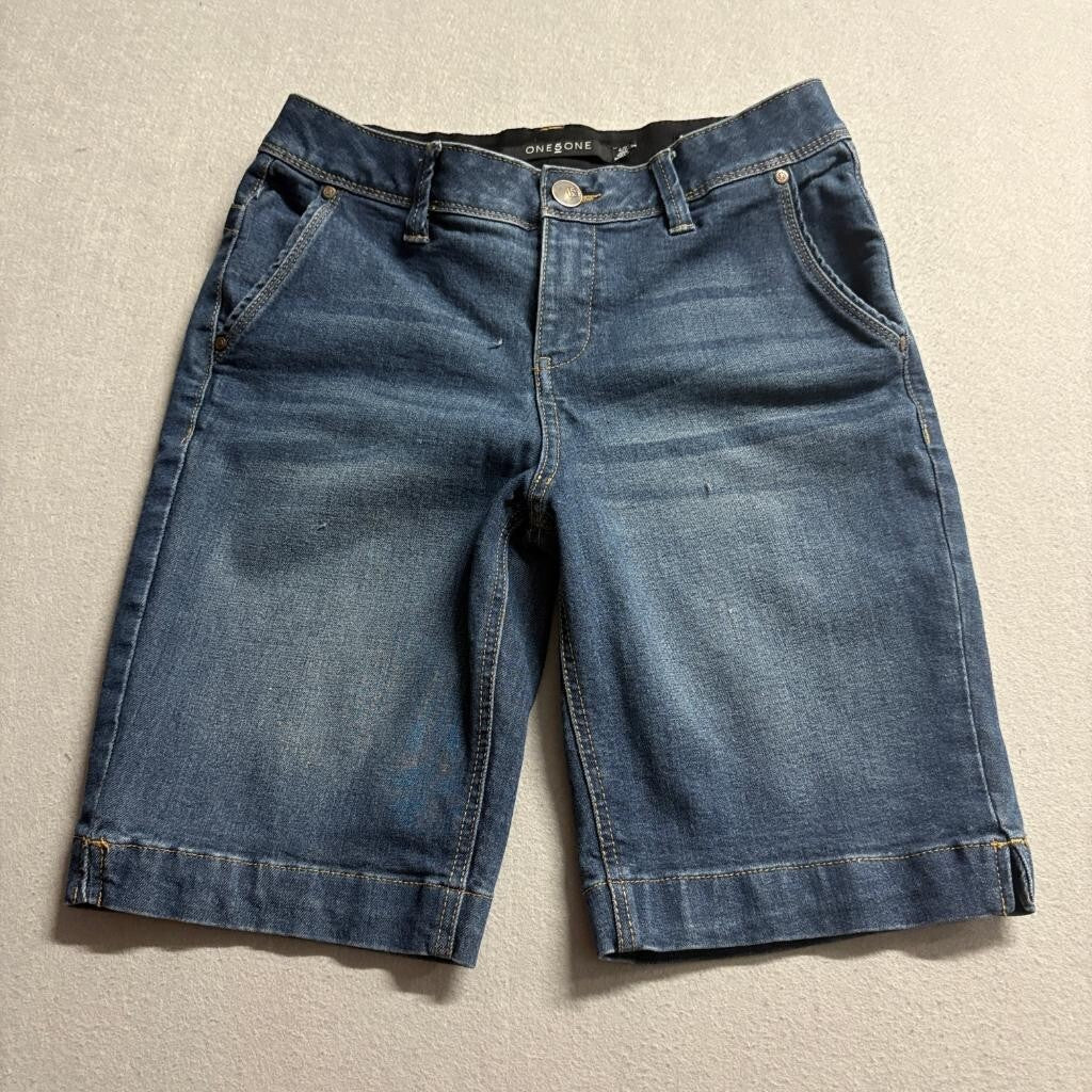 One 5 One Goddess Fit Denim Bermuda Shorts Womens Size 4/27 Blue Stretch
