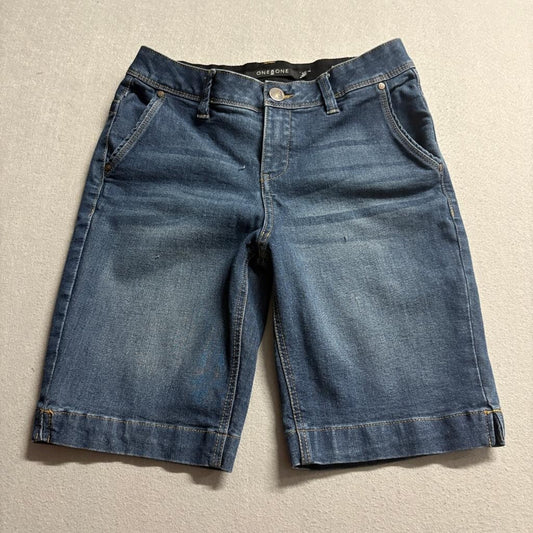 One 5 One Goddess Fit Denim Bermuda Shorts Womens Size 4/27 Blue Stretch