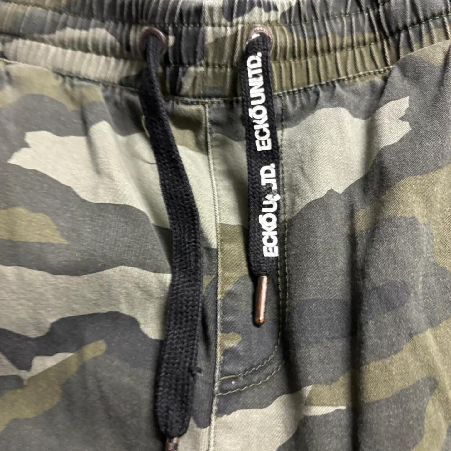 Ecko Unltd Mens Large Camo Jogger Pants Green Camouflage Elastic Waist Cotton