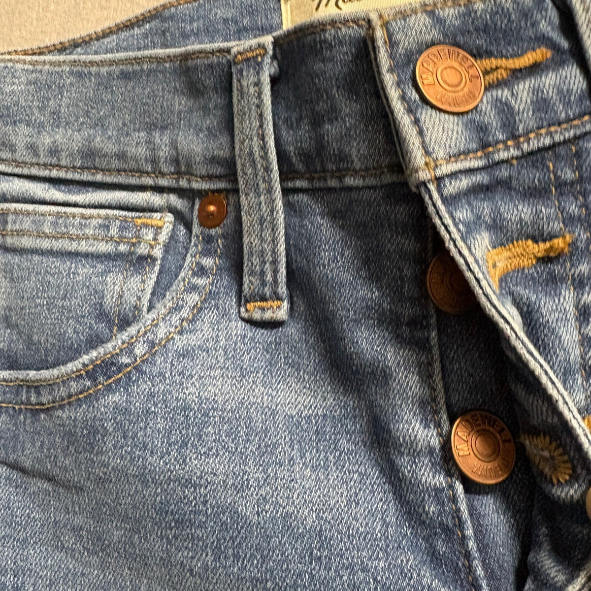 Madewell 10 High Rise Skinny Jeans Womens 25P Blue Denim Button Fly Raw Hem