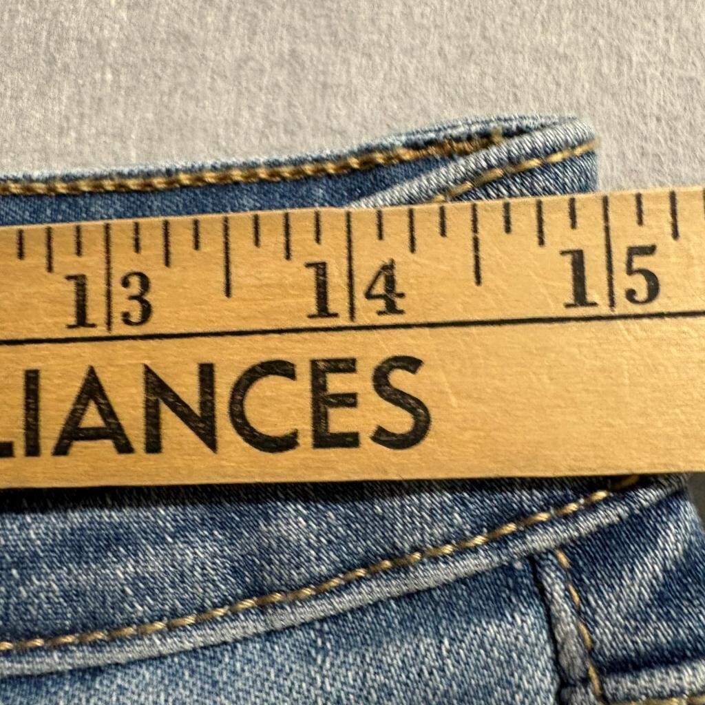 Studio Blue Flare Jeans Womens 29 Blue Denim High Rise Raw Hem Stretch