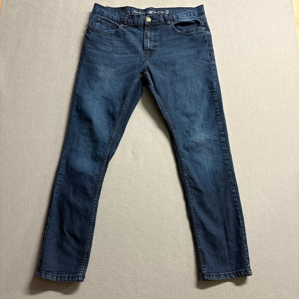 Beverly Hills Polo Club Jeans Mens 34x30 Blue Denim Stretch Straight Leg