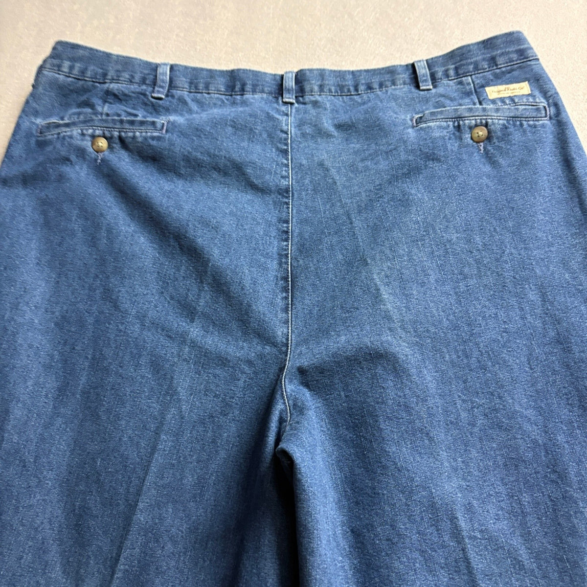 The Original Khaki Co Mens Pleated Blue Denim Pants Jeans 40x31 Relaxed Fit