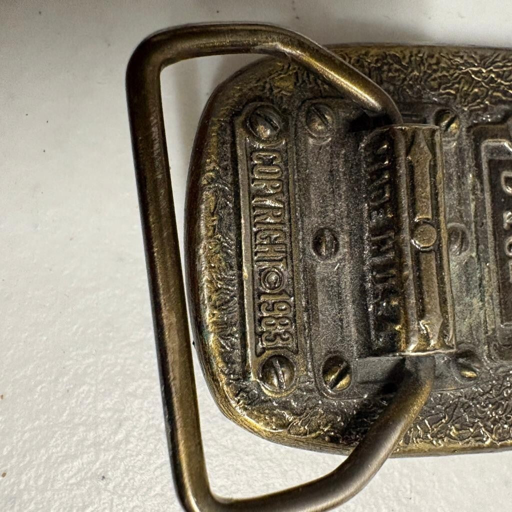 Vintage MM Limited Chicago Steam Locomotive Train Belt Buckle 1983 Brass USA