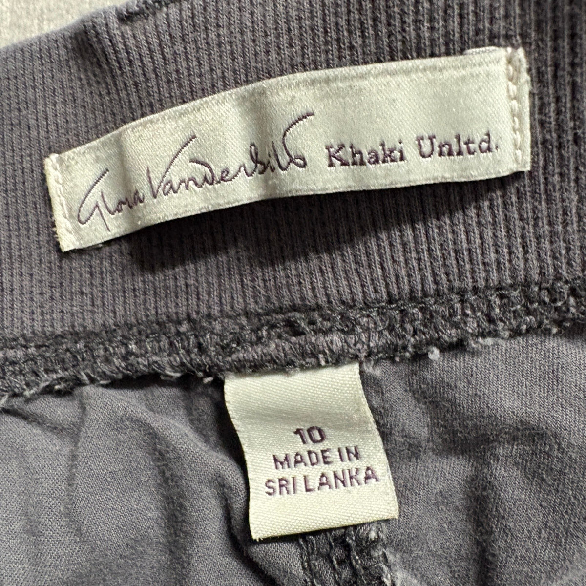 Gloria Vanderbilt Cargo Pants Womens 10 Gray Khaki Unltd Roll Tab Cotton Stretch