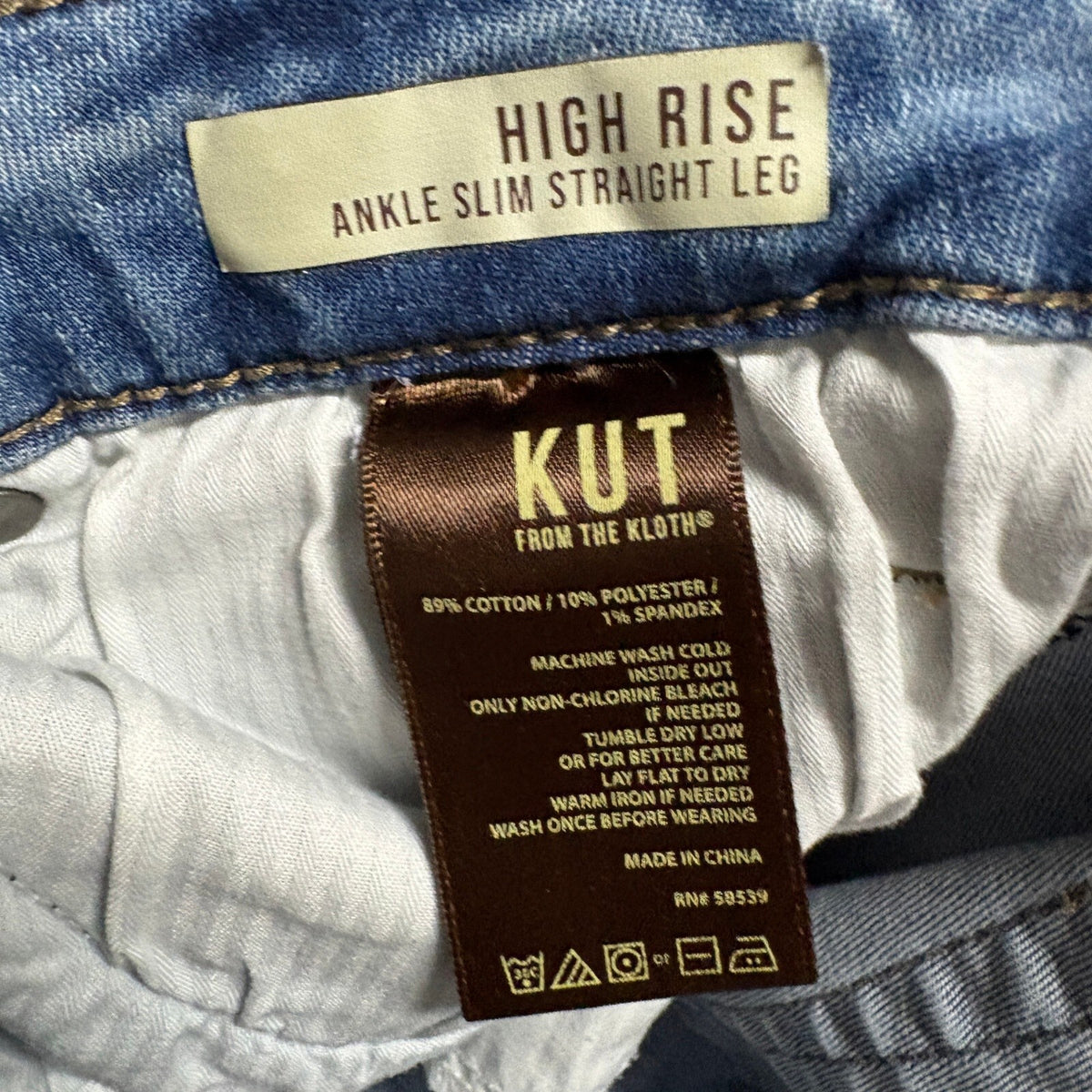 Kut from the Kloth High Rise Ankle Slim Straight Leg Jeans Womens Size 14 Blue