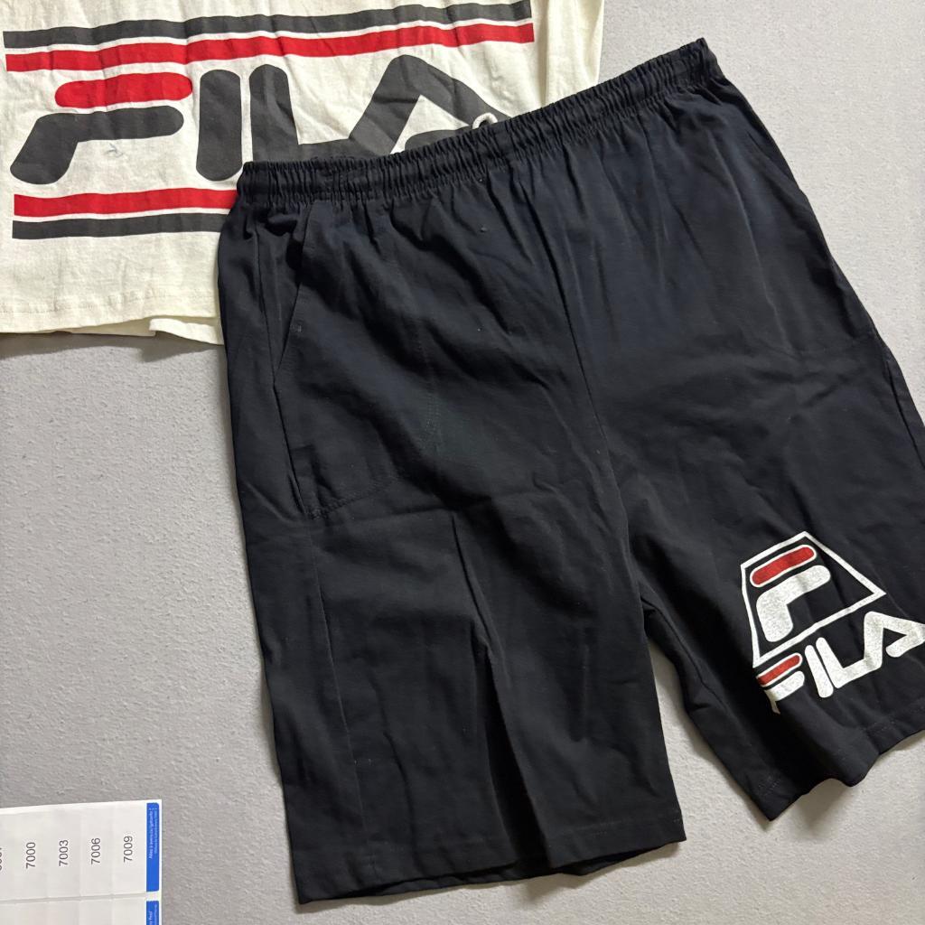 Vintage Fila USA T-Shirt and Shorts Set Mens XL White Black Cotton Made in USA