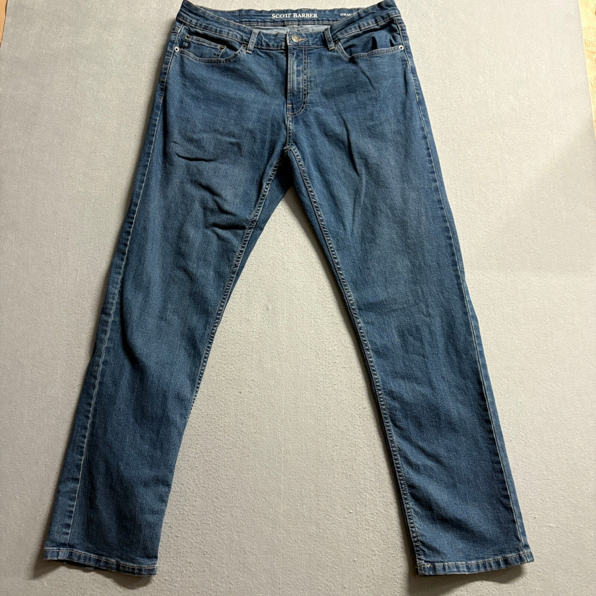 Scott Barber Straight Fit Jeans Mens 34x32 Blue Denim Stretch Pants