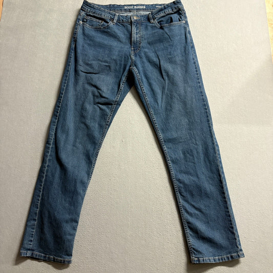 Scott Barber Straight Fit Jeans Mens 34x32 Blue Denim Stretch Pants