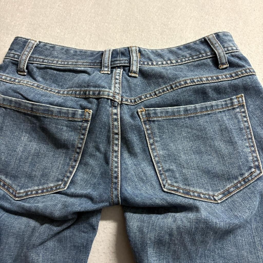 Free People Distressed Skinny Jeans Womens Size 24 Blue Denim Frayed Hem Crop