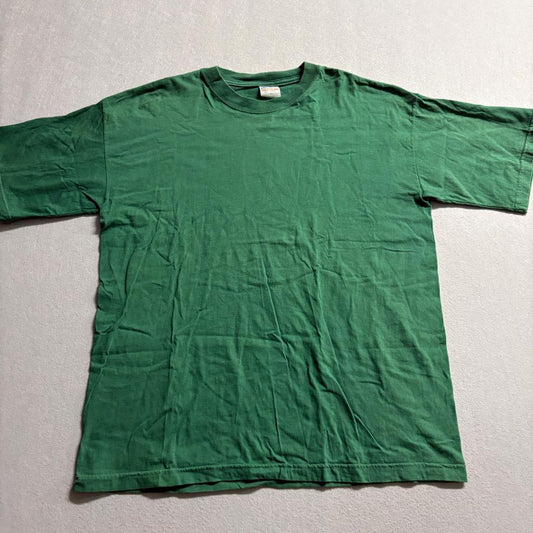 Vintage Lucky Tees Blank T-Shirt Mens XL Green Single Stitch 100% Cotton