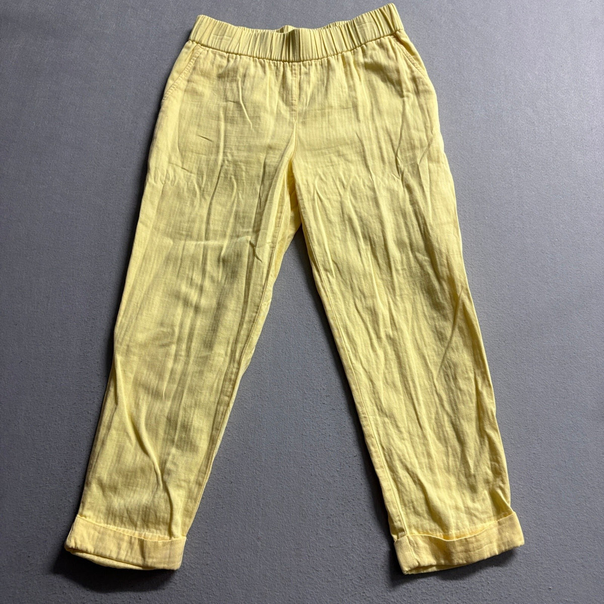 LOFT Outlet Yellow Cotton Straight Leg Elastic Waist Pants Size Medium