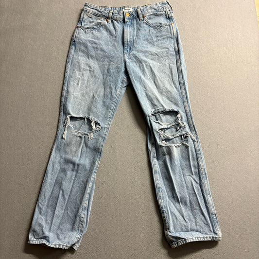 Wrangler Wild West High Rise Straight Leg Distressed Jeans Womens 28x28 Blue