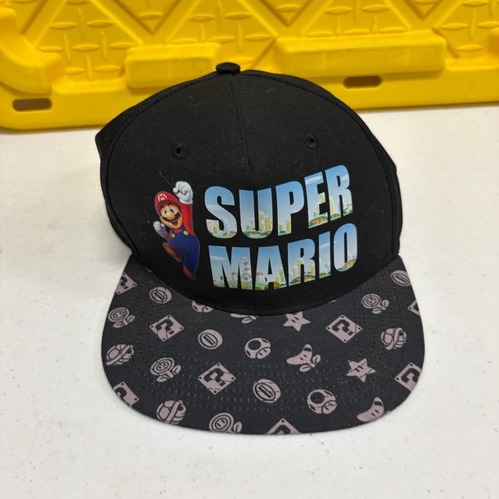 Super Mario Nintendo Snapback Hat Youth OSFM Black Flat Brim Cap 2023
