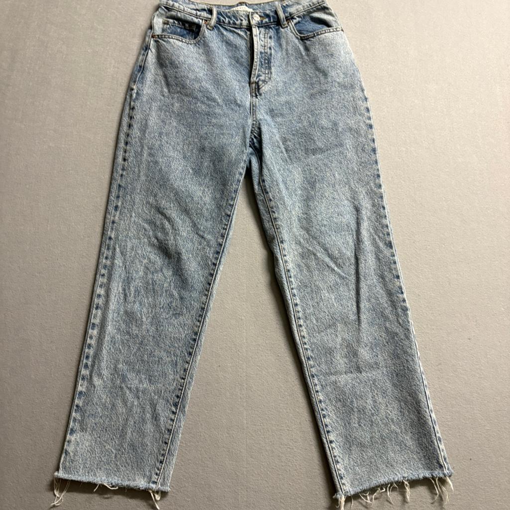 PacSun Womens High Rise Straight Leg Jeans Blue Acid Wash Raw Hem Size 27