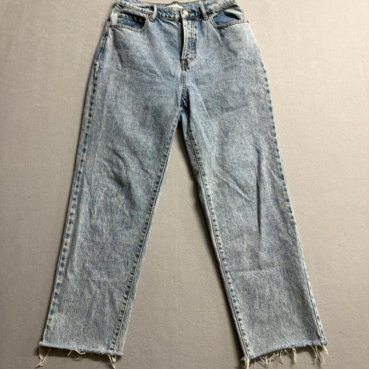 PacSun Womens High Rise Straight Leg Jeans Blue Acid Wash Raw Hem Size 27
