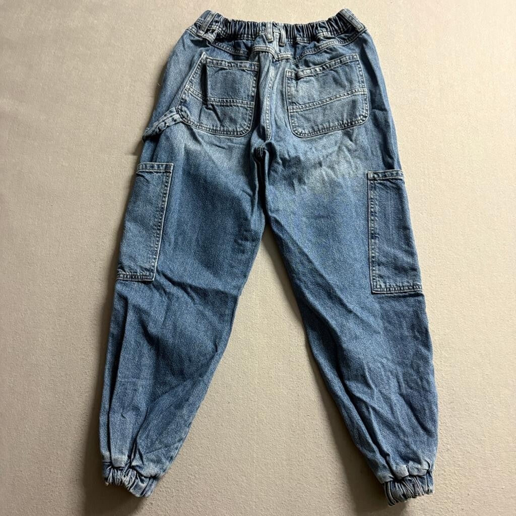 Forever 21 Premium Denim Cargo Jogger Pants Womens Size 27 Blue Utility Jeans