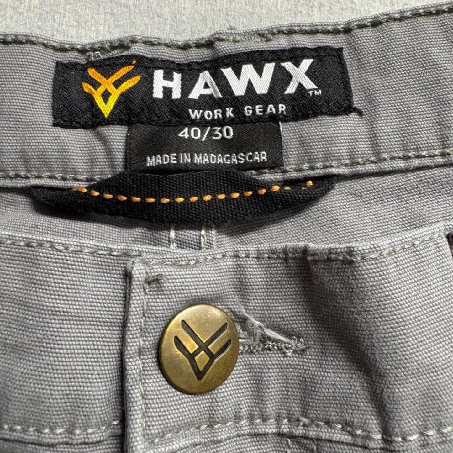 Hawx Work Gear Mens Utility Pants 40x30 Gray Canvas Stretch Carpenter Workwear