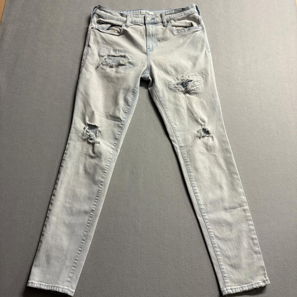 PacSun Stacked Skinny Jeans Mens 31x30 Light Wash Distressed Ripped Denim
