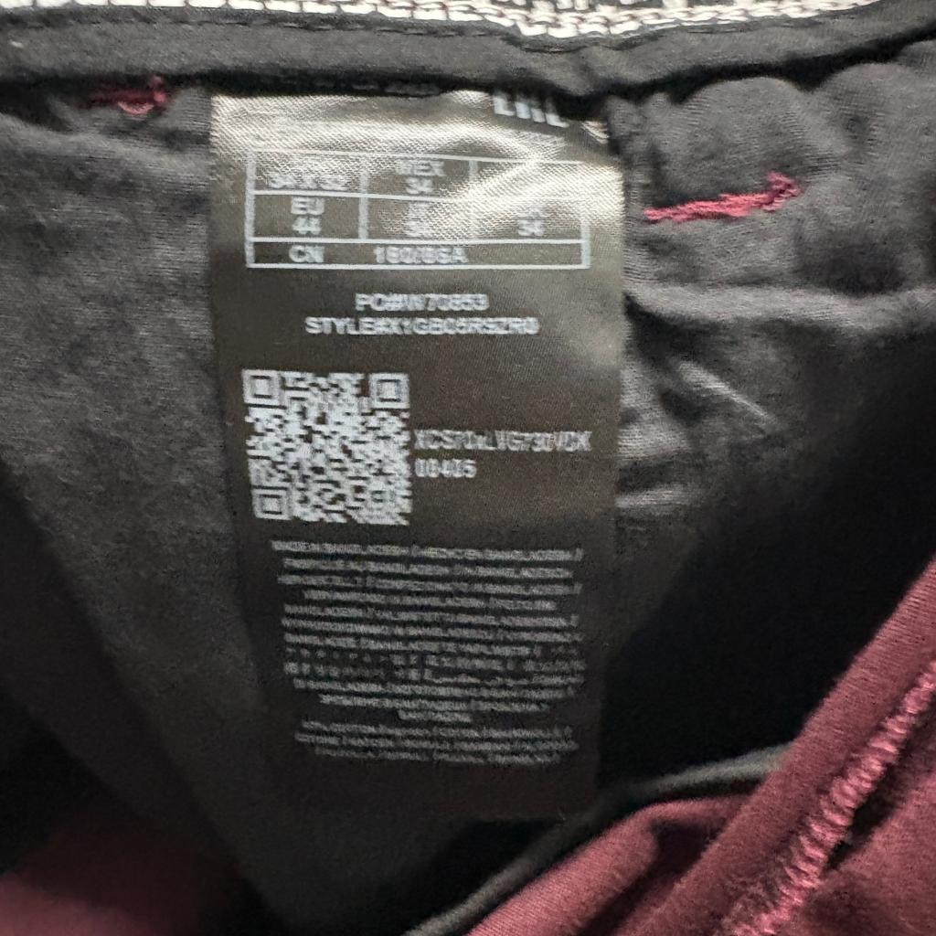 Guess Chino Pants Mens 34x32 Burgundy Red Slim Fit Flat Front Cotton Stretch