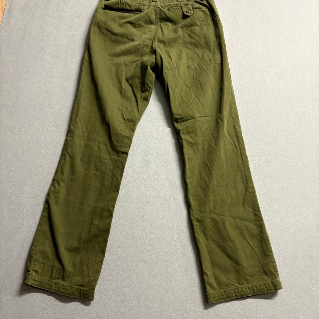 Trovata Boys Chino Pants Size 30 Olive Green 100% Cotton Button Fly Straight Leg