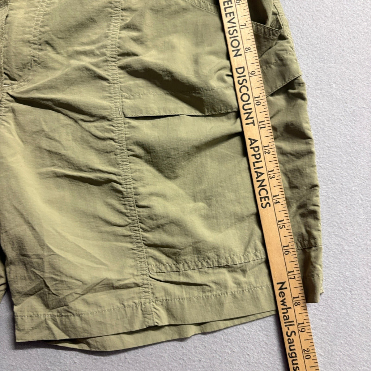 Eddie Bauer Shorts Mens XL Green Nylon Belted Hiking Cargo Outdoor Ripstop