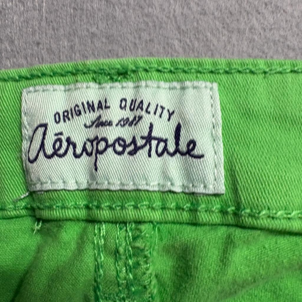 Aeropostale Lola Cropped Jegging Jeans Womens 13/14 Lime Green Stretch Denim