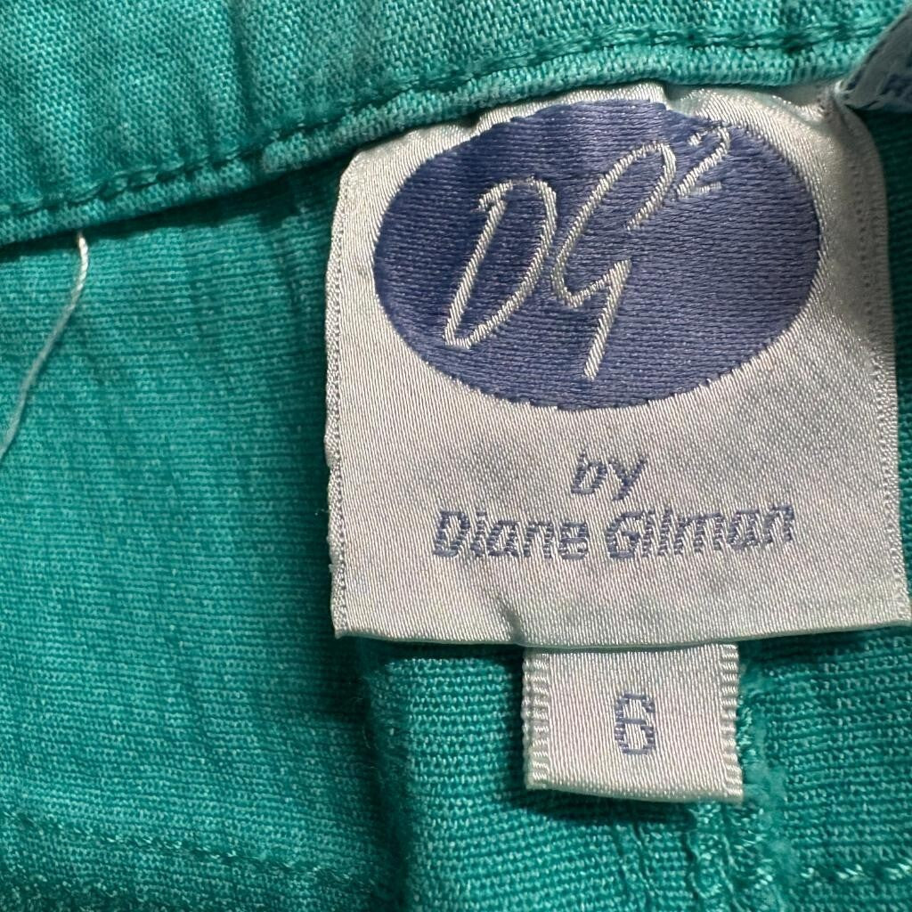 DG2 by Diane Gilman Jeans Womens Size 6 Green Ramie Cotton Blend Straight Leg