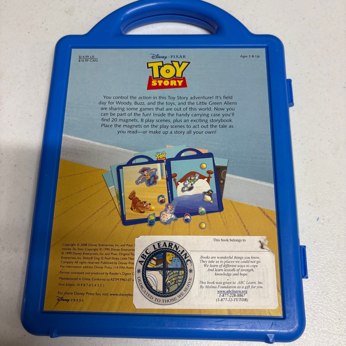 Disney Pixar Toy Story Book & Magnetic Play Set Field Day Carrying Case Complete