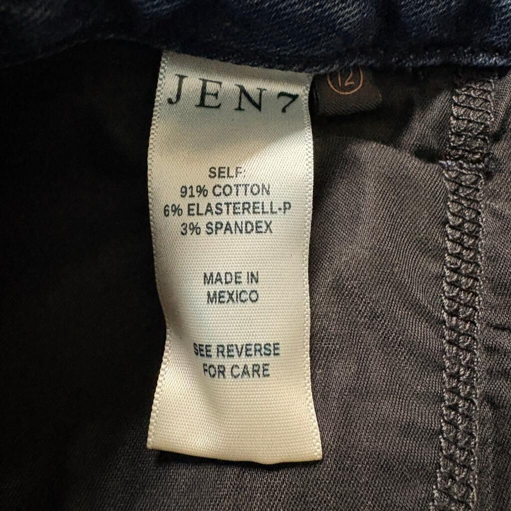 Jen7 by 7 For All Mankind Cropped Kick Flare Jeans Womens Size 12 Blue Stretch
