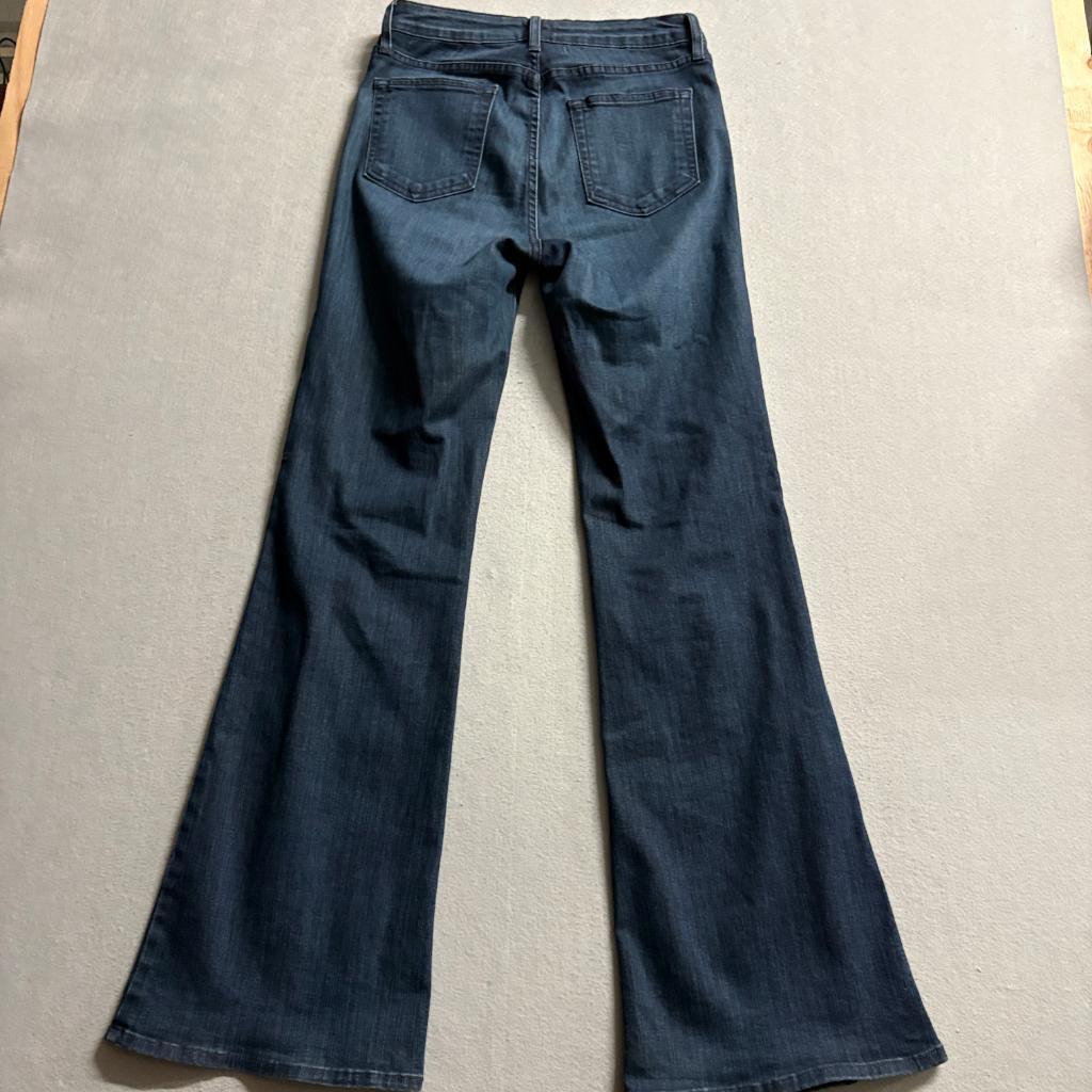 Just Black Denim Flare Jeans Womens 29 Blue Braided Pocket High Rise Made in USA