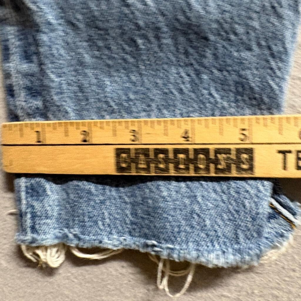 Levi's 501 S Skinny Jeans Mens 29x30 Distressed Raw Hem Light Wash Denim