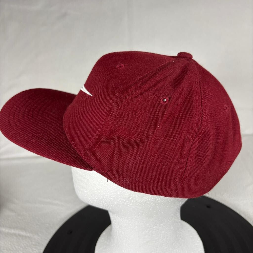 Vintage Nike Swoosh Snapback Hat Headmaster Maroon Green Under Brim Wool Blend