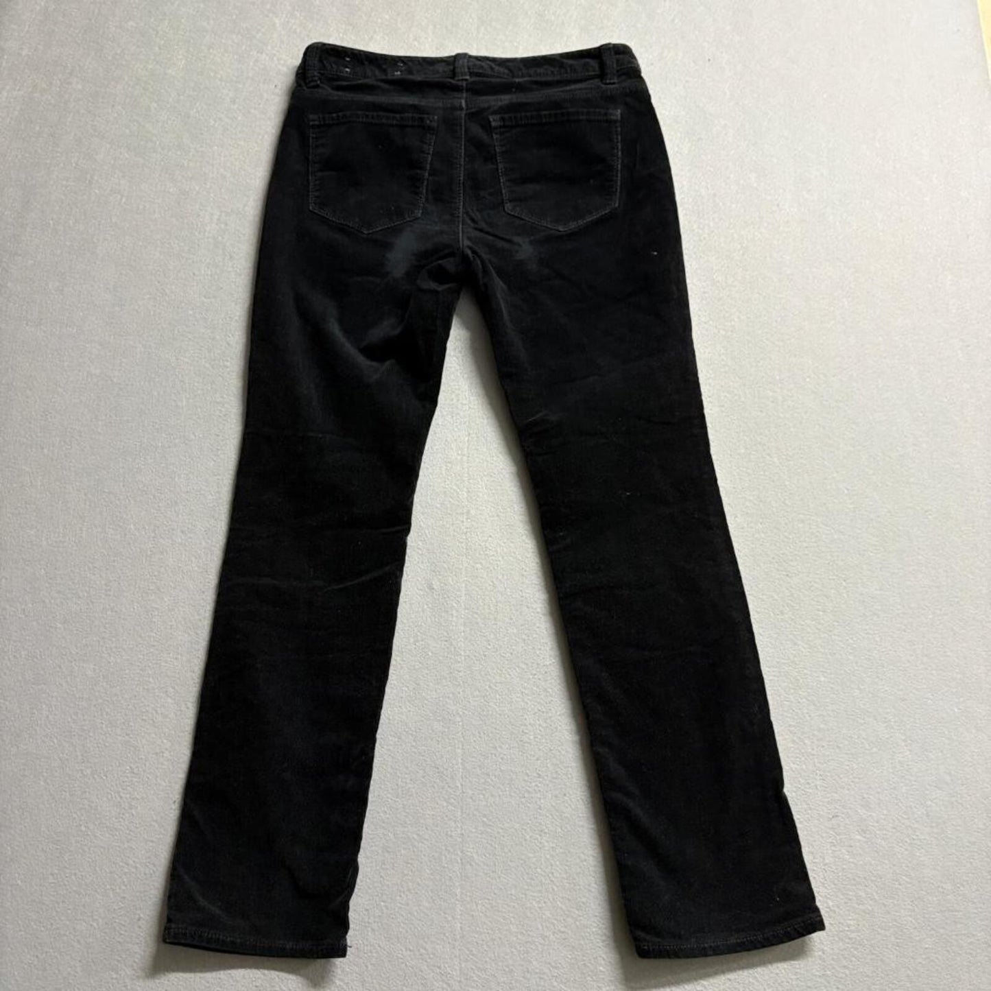 Ann Taylor Signature Corduroy Pants Womens 4P Black Velvet Ribbed Straight Leg