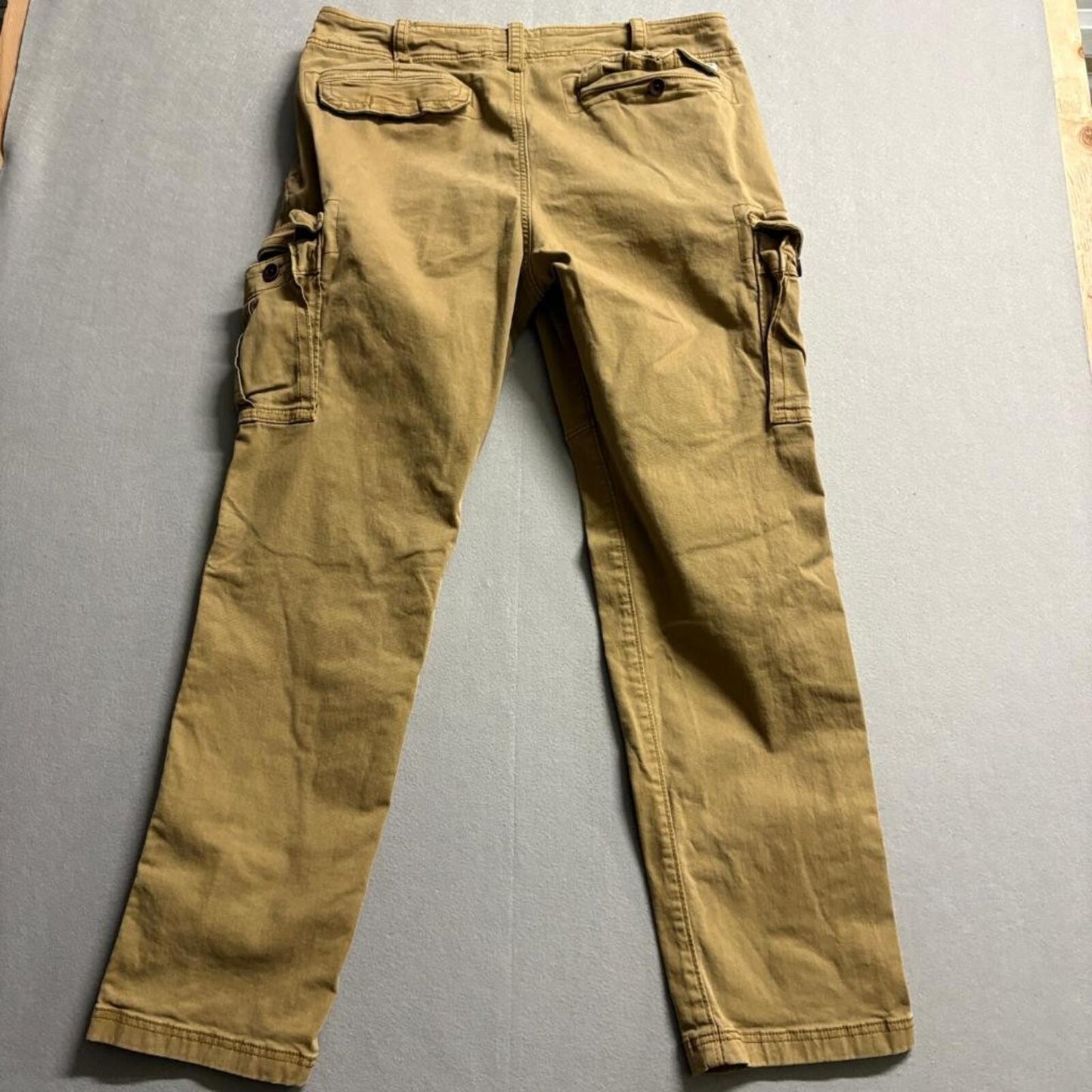 Hollister Cargo Pants Mens 36x32 Khaki Tan Stretch Cotton Straight Leg Utility