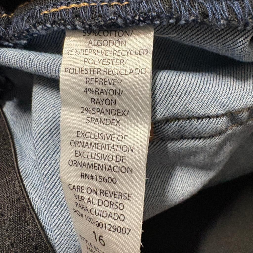 Democracy Ab Technology Jeans Womens 16 Blue Denim Stretch Raw Hem Crop