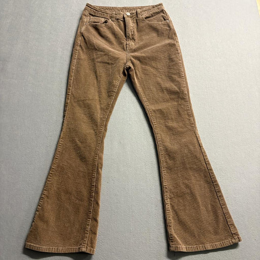 Shein Corduroy Flare Pants Womens Medium Brown High Rise Stretch Bell Bottoms