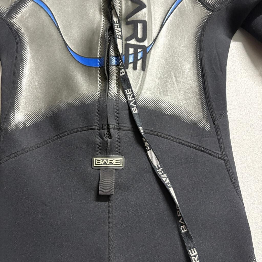 Bare Plazma 2/2mm Shorty Wetsuit Mens Medium Black Silver Blue Springsuit