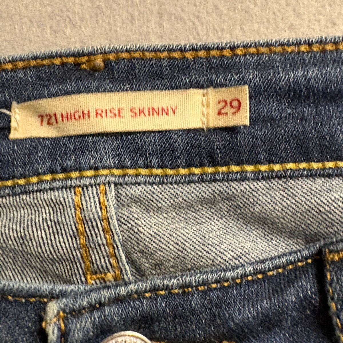 Levi's 721 High Rise Skinny Jeans Womens 29 Distressed Ripped Blue Denim Pants