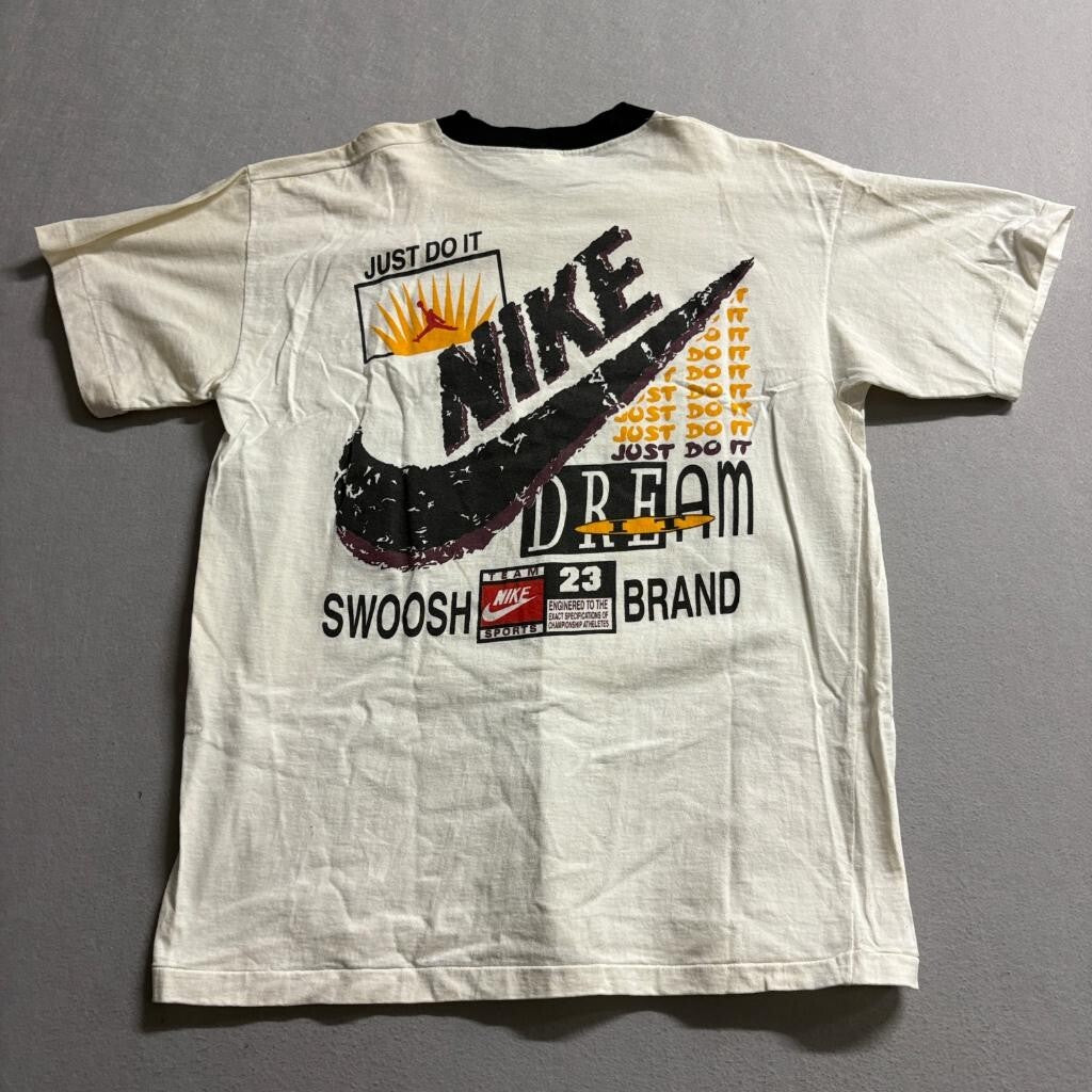 Vintage Nike Jordan Bootleg T-Shirt Mens XL White Ringer Swoosh Dream Team 23