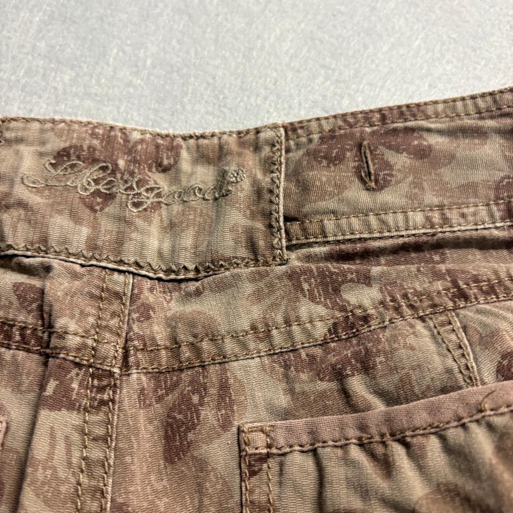 Life is Good Floral Pants Womens 6 Brown Cotton Wide Leg Mid Rise Corduroy