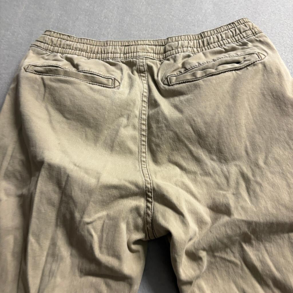 Iron Co Mens Jogger Pants Size S Khaki Beige Cotton Blend Stretch Elastic Waist